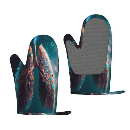

Lukts Abstract Botanical Heart for Silicone Anti-Scalding Gloves Kitchen Lanyard Gloves for Grilling Baking Cooking