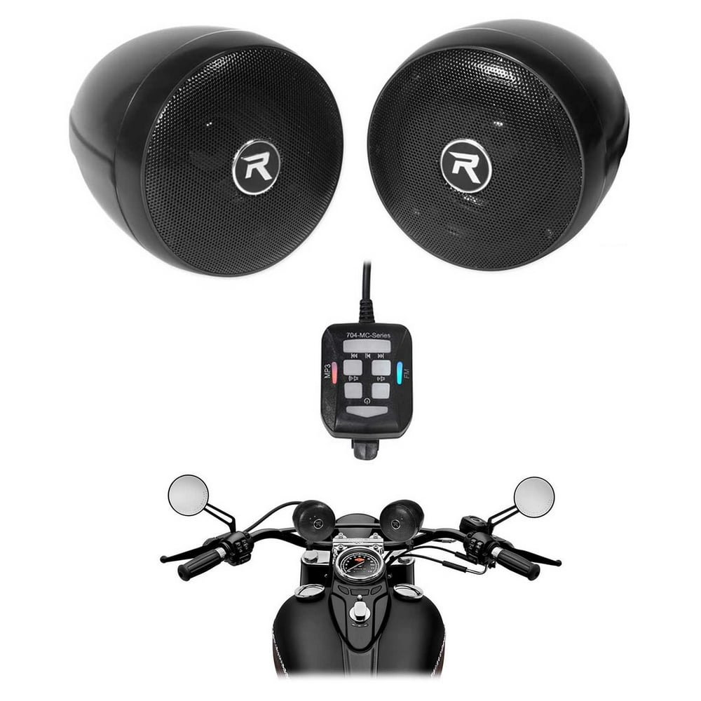 Rockville Motorcycle Bluetooth Audio System Handlebar Speakers For