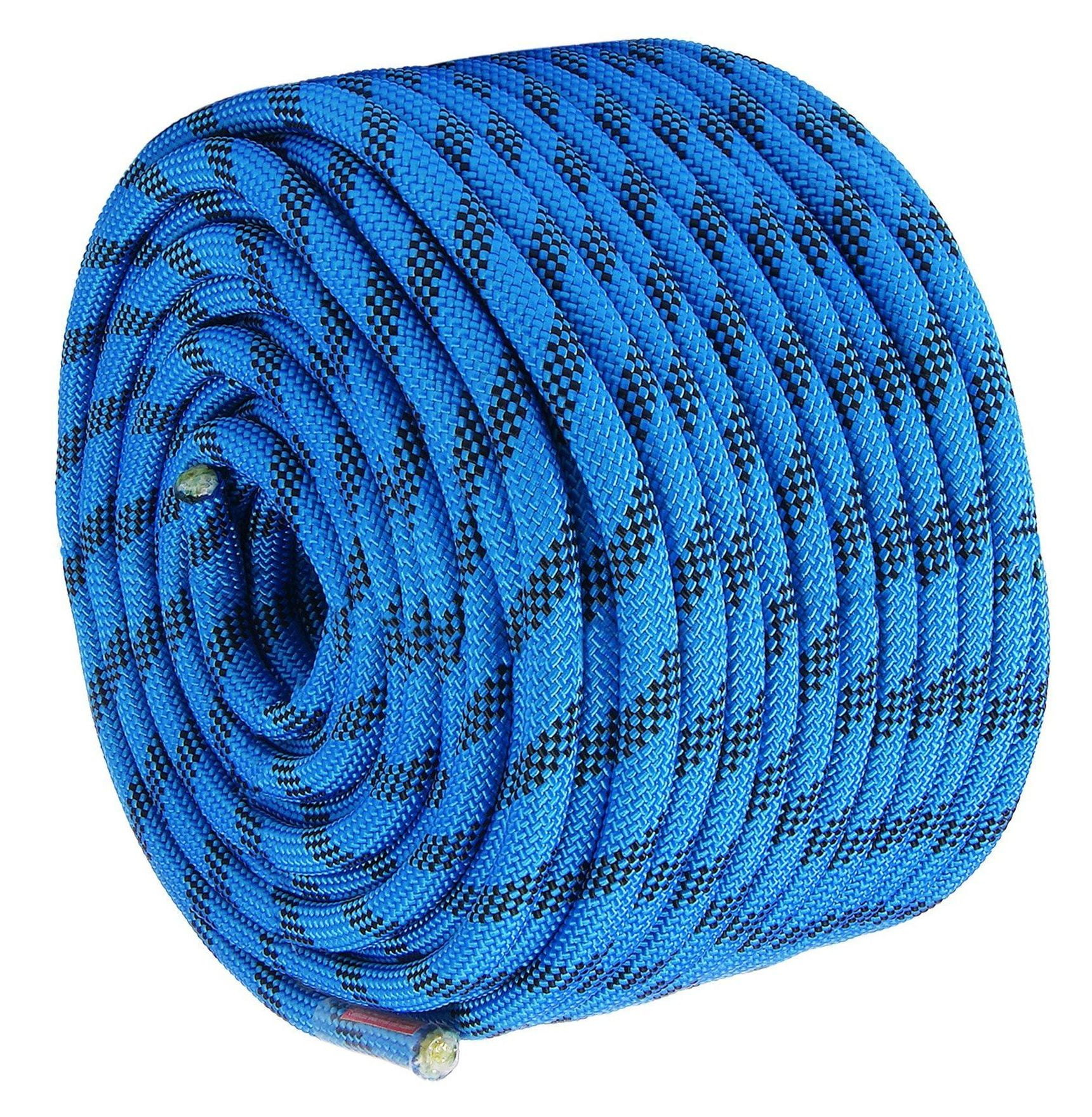 12.7mm Static Climbing Rope 38M(125ft) - 32KN Rock Climbing Rope with Snap Hooks for Rappelling, Rescue, & Outdoor Adventure - Blue