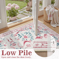 thumbnail image 5 of 6x9 Rug, Non-Slip, Stain-Resistant Low-Pile Machine Washable Vintage Floral Bow Rug for Living Room, office, Bedroom-Pink, 5 of 9