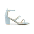 thumbnail image 3 of BLISSFUL STEP Women's Open Toe Strappy Block Heel Sandals Sky Blue 7, 3 of 7