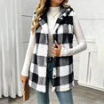 thumbnail image 2 of UDAUDU Womens Fleece Vests Fall Winter Fuzzy Button Down Hooded Plaid Vest | Fluffy Cute Plaid Checkered Vests Long Vests Holiday Sherpa Sleeveless Jacket Fall Clothes for Women XL, 2 of 8