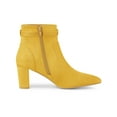 thumbnail image 3 of BLISSFUL STEP Women's Ankle Boots Faux Suede Pointed Toe Bow Decor Chunky Heel Zipper Booties Yellow 10, 3 of 7