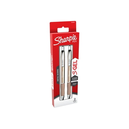Sharpie S-Gel 2pk Black Ink Gel Pens 0.7mm Medium Tip - Gold Metal Barrel