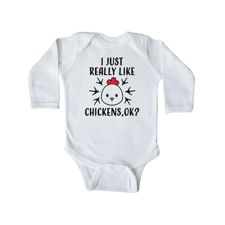 

Inktastic I Just Really Like Chickens Ok Gift Baby Boy or Baby Girl Long Sleeve Bodysuit