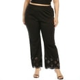 thumbnail image 4 of Women's Lace Floral Trim Pants Wide Leg Elastic Plus Size Casual Pants, 4 of 7