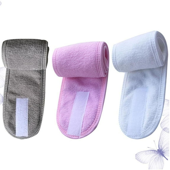 3pcs Sticky Sweat Absorbent Bathing Headband Hair Hoops Face Washing Headwrap Hair Accessories (Black   Grey   Pink)