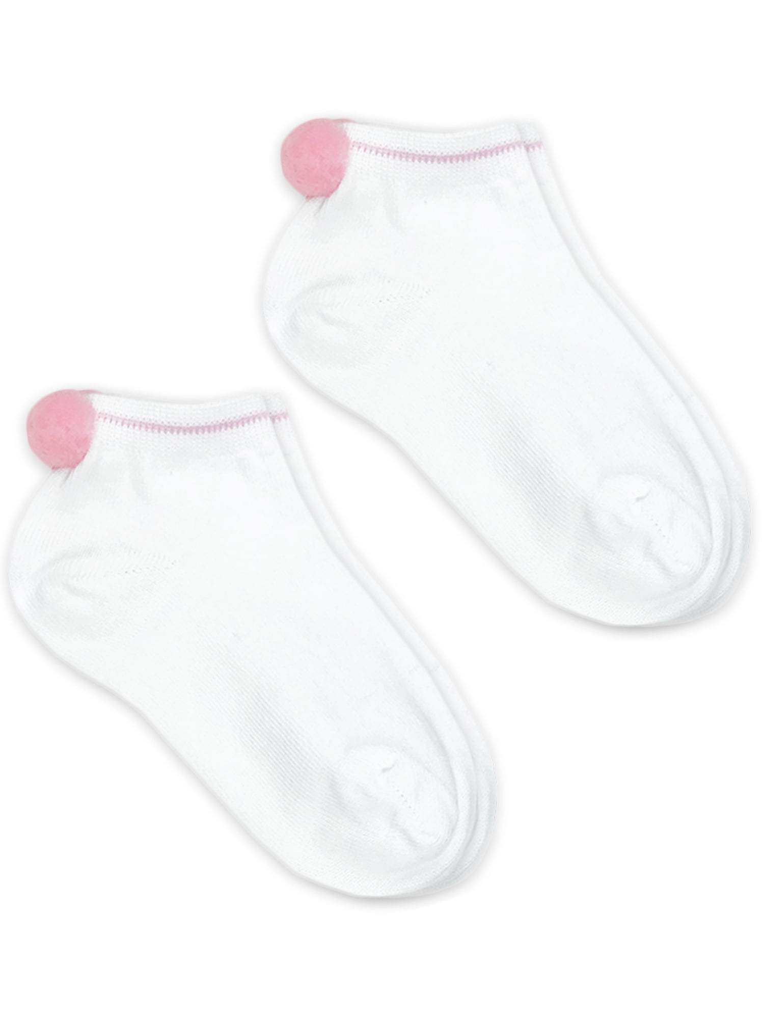 Jefferies Socks Girls Low Cut Pom Pom Socks 2-Pack, Sizes XS-M ...