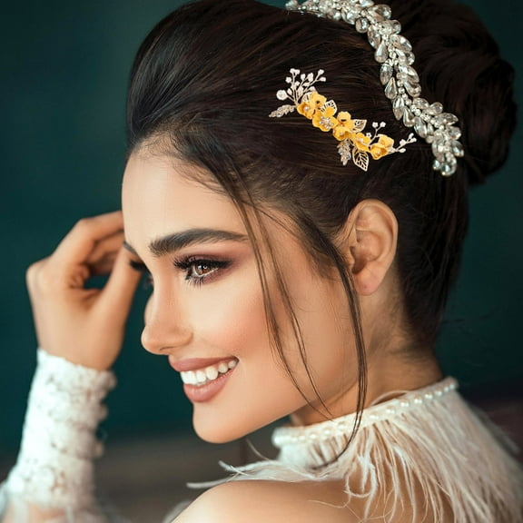 OUNONA Flower Bridal Wedding Hair Side Combs Flower Hair Comb Bride Hair Accessory