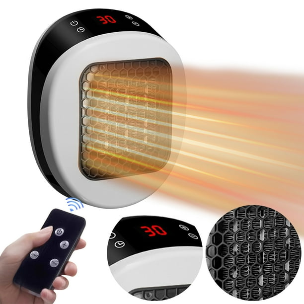 Calentador Enchufable Espacial Con Toma Pared 600 W Temporizador Remoto 12 Horas (Reino Unido) Blanco