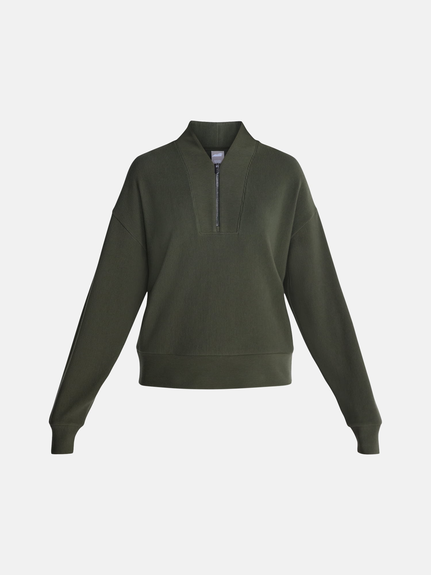 Avia Women's and Women's Plus Ribbed Ottoman Quarter Zip Sweatshirt, Sizes XS-4X