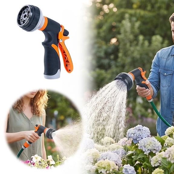 Garden Hose Nozzle, Heavy Duty Water Hose Nozzle with 8 Spray Patterns, High Pressure Hose Sprayer with Flow Control for Flowers, Lawn, Car Wash and Pet Bath