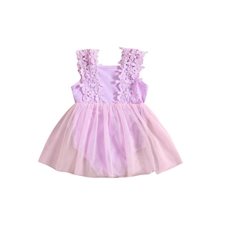 

Newborn Infant Baby Girls Romper Dress Lace Floral Tulle Dress Sleeveless Mesh Jumpsuit Summer Casual Bodysuit