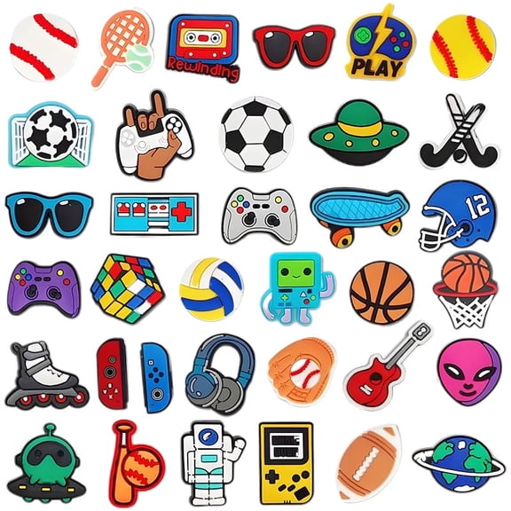 Shoe Charms for Boys Teens: 35pcs Cute Shoe Decoration Charms for Shoes Bracelet Wristband Clog Sandals Party Favors Gifts Kids Adults Basketball Soccer Game Sports