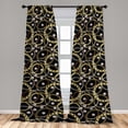 thumbnail image 2 of Retro Window Curtains, Nostalgic Fashion Themed Pattern of Chain Circles and Pearls Art Print, Lightweight Decor 2-Panel Set with Rod Pocket, Pair of - 28"x95", Black Mustard and Mauve, by Ambesonne, 2 of 3