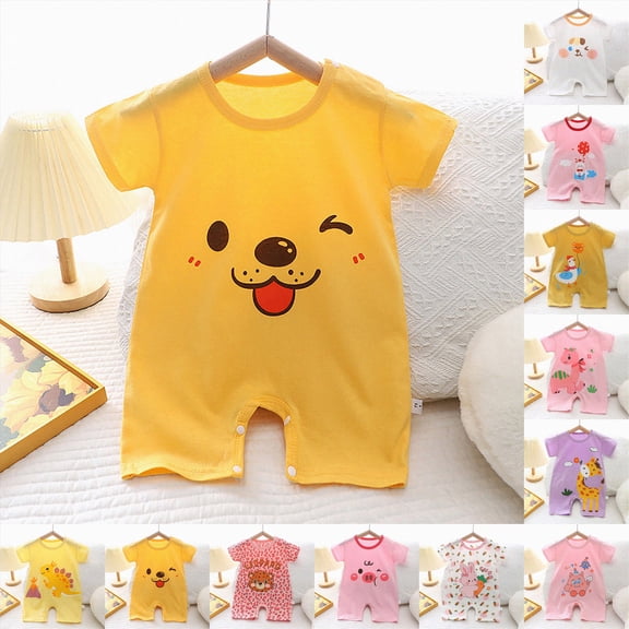 Cotton Bubble Romper Baby Boys Girls Oversize Tshirt Bodysuit Short Sleeve Infant Summer Clothes 6-12 Months 12-24 Months 2t 3t 4t 5t 6t 7t 8t 9t Children 9-12 Months