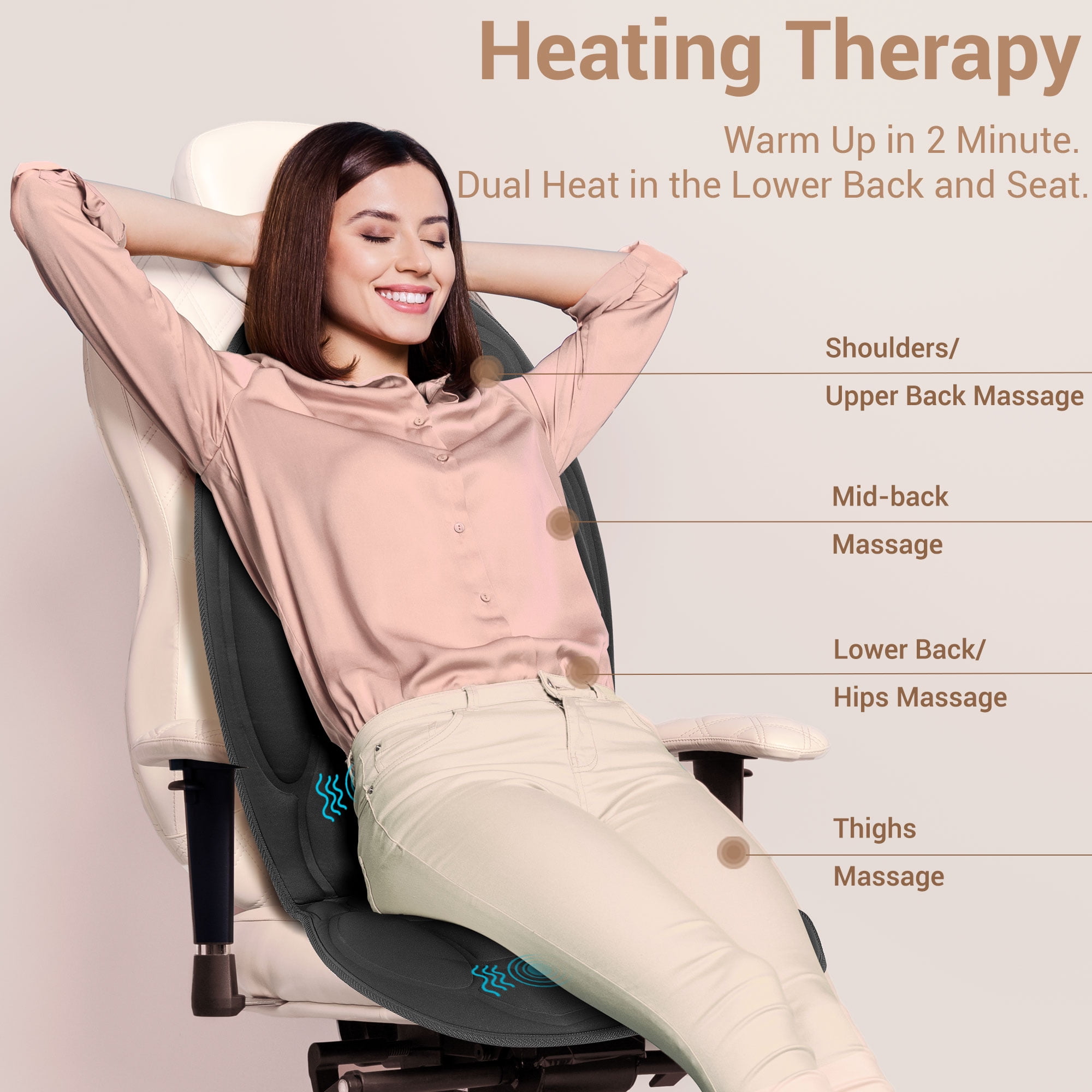 Mynt Back Massager Seat Cushion Massager with Heat, 8 Vibration Massage  Nodes Massage Chair Pad for Home Office Chair
