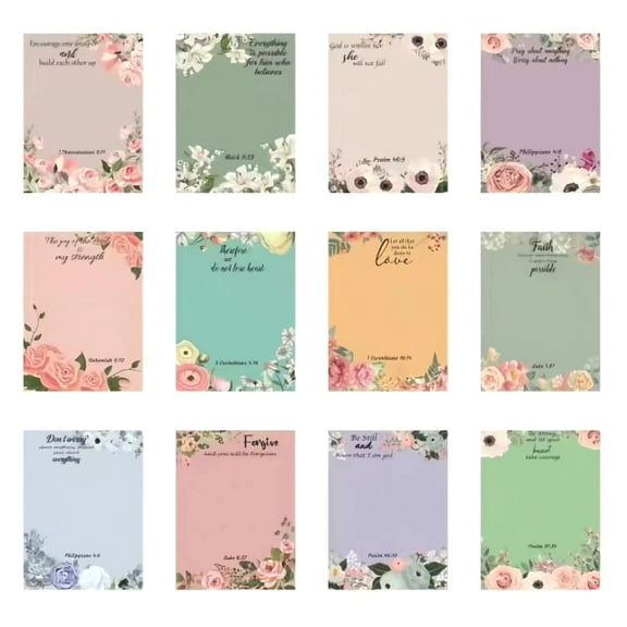 360 Sheets Sticky Note Flower Print Note Paper 3x4Inch Pocket Notepad Self-Adhesive Note Paper, 30 Sheets/Pad Unllined