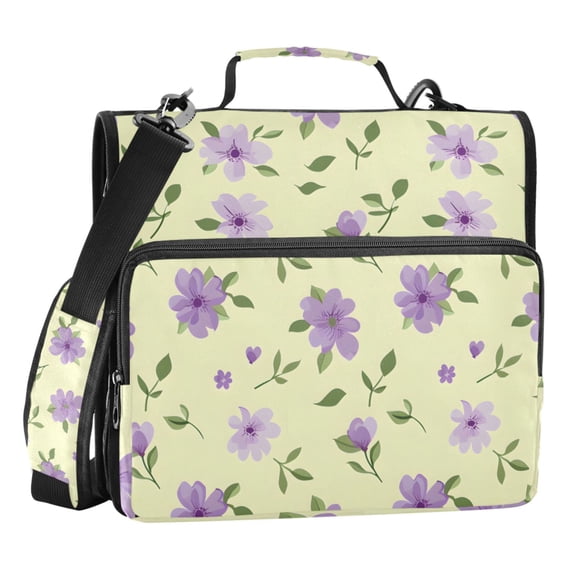 ALAZA Zipper Binder Flowers Purple 3 Ring Trapper Keeper File Folder Organizer Bag
