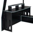 thumbnail image 7 of Mirightone Gaming Loft Bed with Desk and RGB Light, Full Size Wood Loft Bed Frame with Storage Shelve and RGB Light, Table with adjustable placement. Cloud Blue, 7 of 7