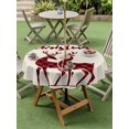 thumbnail image 3 of Outdoor Tablecloth with Umbrella Hole and Zipper, Merry Christmas Round Table Cloth 60 Inch Waterproof Tablecloth, Beige Xmas Elk Seasonal Winter Holiday Picnic Table Cover for Patio Camping, 3 of 7