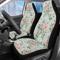 Uorisanigo Car Seat Covers, 2-Pack Car Front Seat Covers, Plush Pink Rose Print Automotive Seats Cover, Fit for Most Cars SUVs Sedans, Soft Full Wrapping Edge Seats Cover