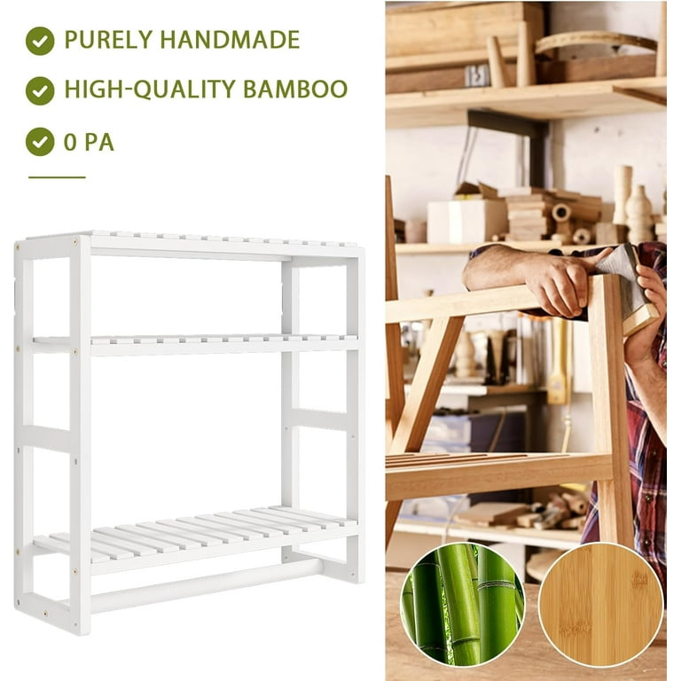 Badkamer Bamboe Plank Organizer - 3 lagen Opbergplank met verstelbare