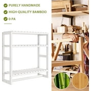 Bamworld Bathroom Shelves Bathroom Organizer Adjustable 3 Tiers Bamboo Floating Shelf over the Toilet Storage with Hanging Rod (White)