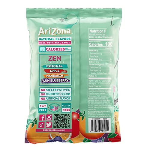 AriZona Green Tea Fruit Snacks, Gluten Free Mixed Fruit Snacks, 5 Ounce Individual Bags, Green Tea (Pack of 12)
