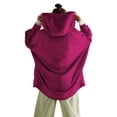 thumbnail image 6 of Women'S Casual Retro Cardigan Long Sleeve Fall Spring Jackets with Pockets Rose Red L, 6 of 9