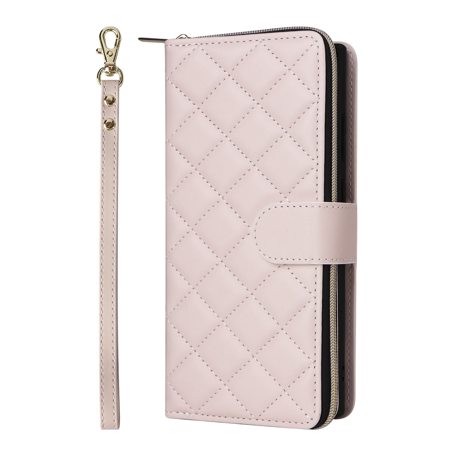 Compatible for Samsung Galaxy S24 Ultra Wallet Case, Crossbody Strap PU Leather Folio Phone Cover, Zipper Handbag Purse with Card Holder Lanyard Flip Stand for Samsung Galaxy S24 Ultra, Beige
