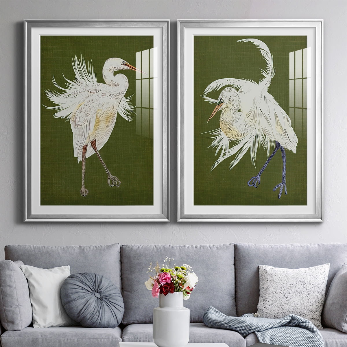 Wexford Home Heron Plumage I Premium Framed Print, 18.5" x 24.5" - Ready to Hang, Silver (Set of 2)