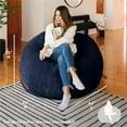 thumbnail image 2 of Big Joe Fuf 5Ft Oversized Foam Bean Bag Chair for Kids, Teens, Adults, Midnight Blue, Corded Plush, 5 foot Large Reading and Gaming Seat, 2 of 7