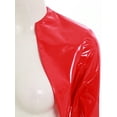 thumbnail image 6 of YiZYiF Womens Leather Wetlook Cropped Jacket Open Front Long Sleeve PU Coat Moto Biker Bolero Blazer Red S, 6 of 7