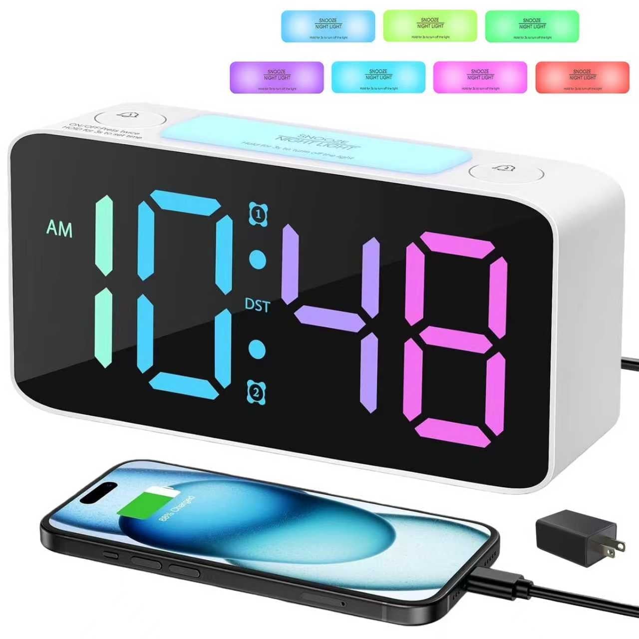 BAKIBO Extra Loud Alarm Clock for Heavy Sleepers, 6 . 3 Digital Bedroom Clock with 15 Dynamic RGB photo BAKIBO Extra Loud Alarm Clock for Heavy Sleepers, 6 . 3 Digital Bedroom Clock with 15 Dynamic RGB