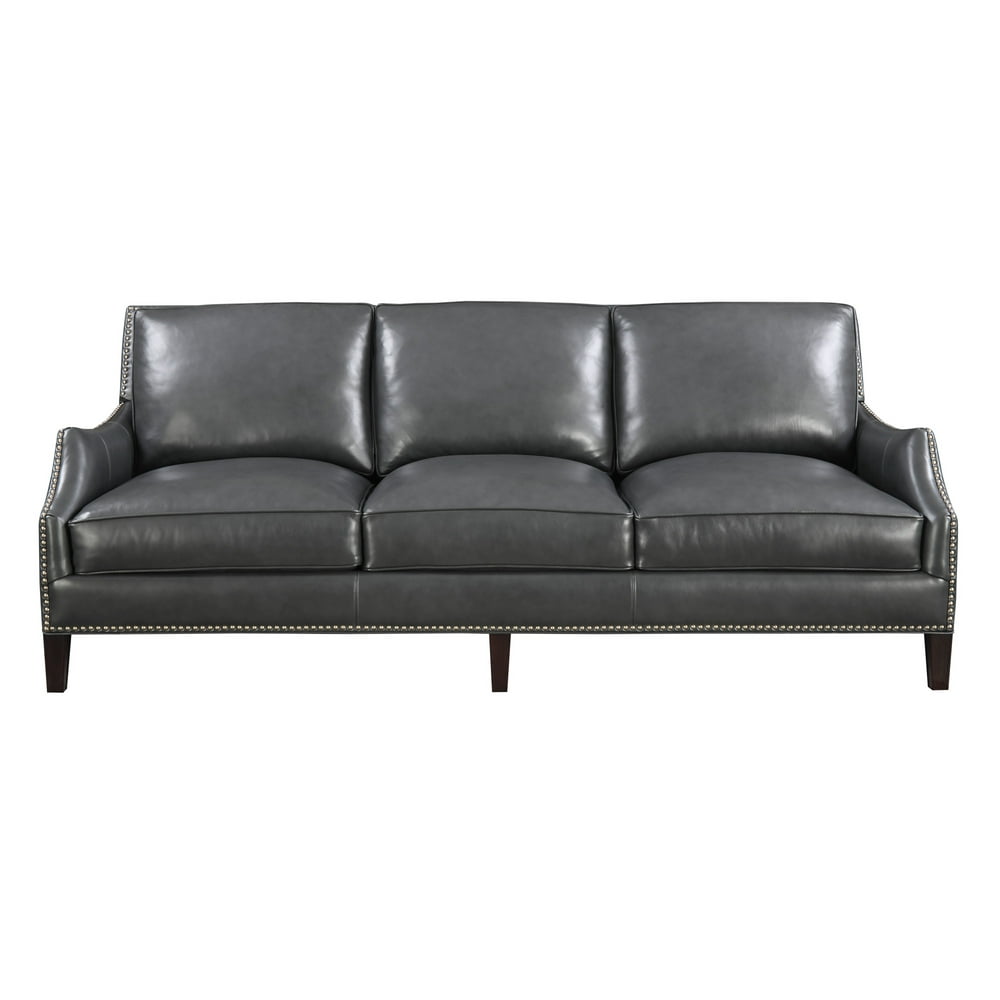 Emerald Home Luigi Charcoal Gray 86.2" Sofa with Leather Upholstery