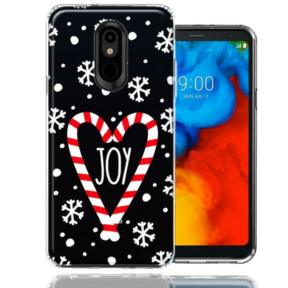 MUNDAZE LG Stylo 5 Winter Joy Snow Peppermint Candy Cane Heart Festive Christmas Double Layer Phone Case Cover