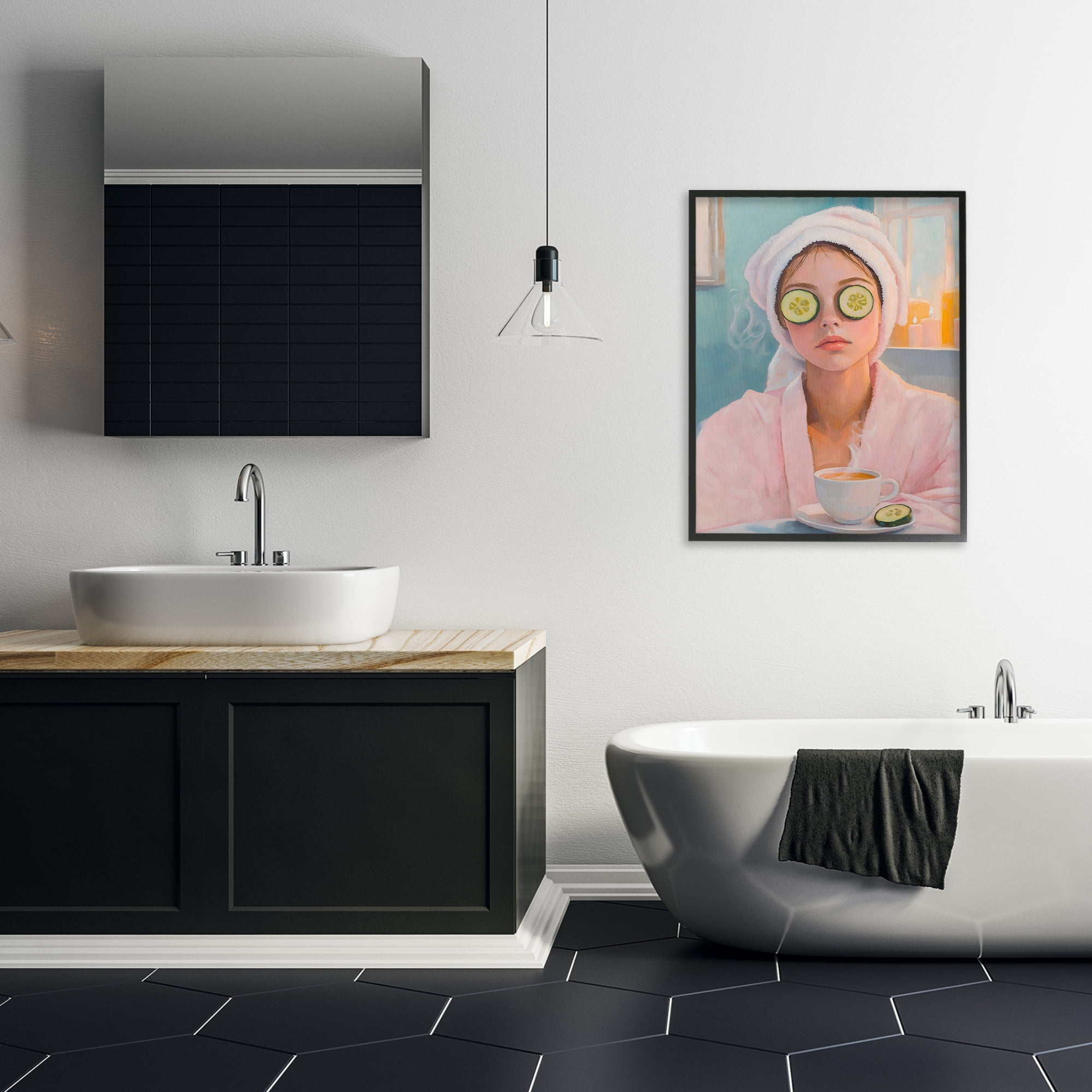 Stupell Industries Spa Day Cucumber Self Care Black Framed Giclee Art, design by The Prints Vibe