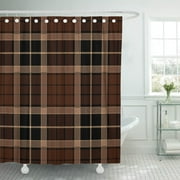 PKNMT Abstract Tartan Plaid Brown Pattern Black British Checkered Clan Polyester Shower Curtain 60x72 inches