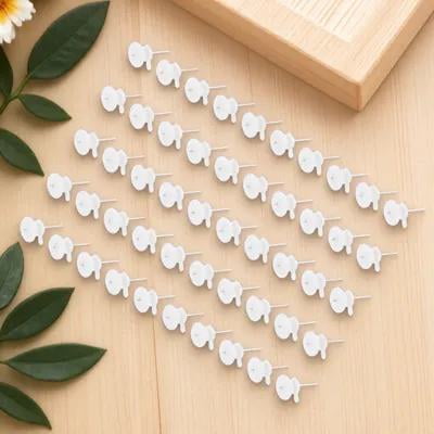 LOLIPPYY 50Pcs White Picture Hanging Nails with High-Tenacity Steel for Support