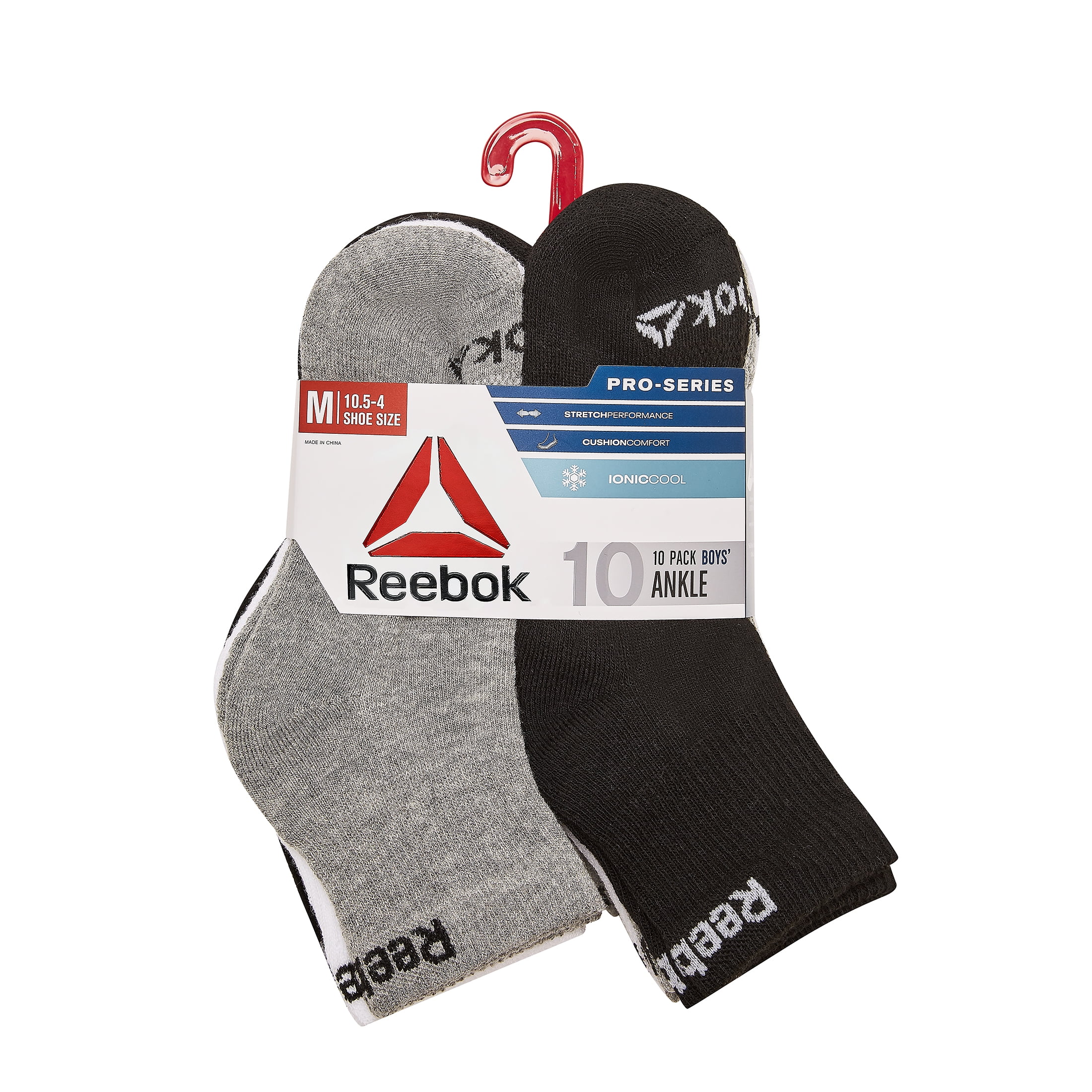 Reebok Boys Pro-Series Ankle Socks, 10-Pack