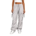 thumbnail image 2 of XRoczxe Women’s High Waist Cargo Pants, Casual Loose Wide Leg Drawstring Jogger Trousers with Multi‑Pockets, 2 of 6