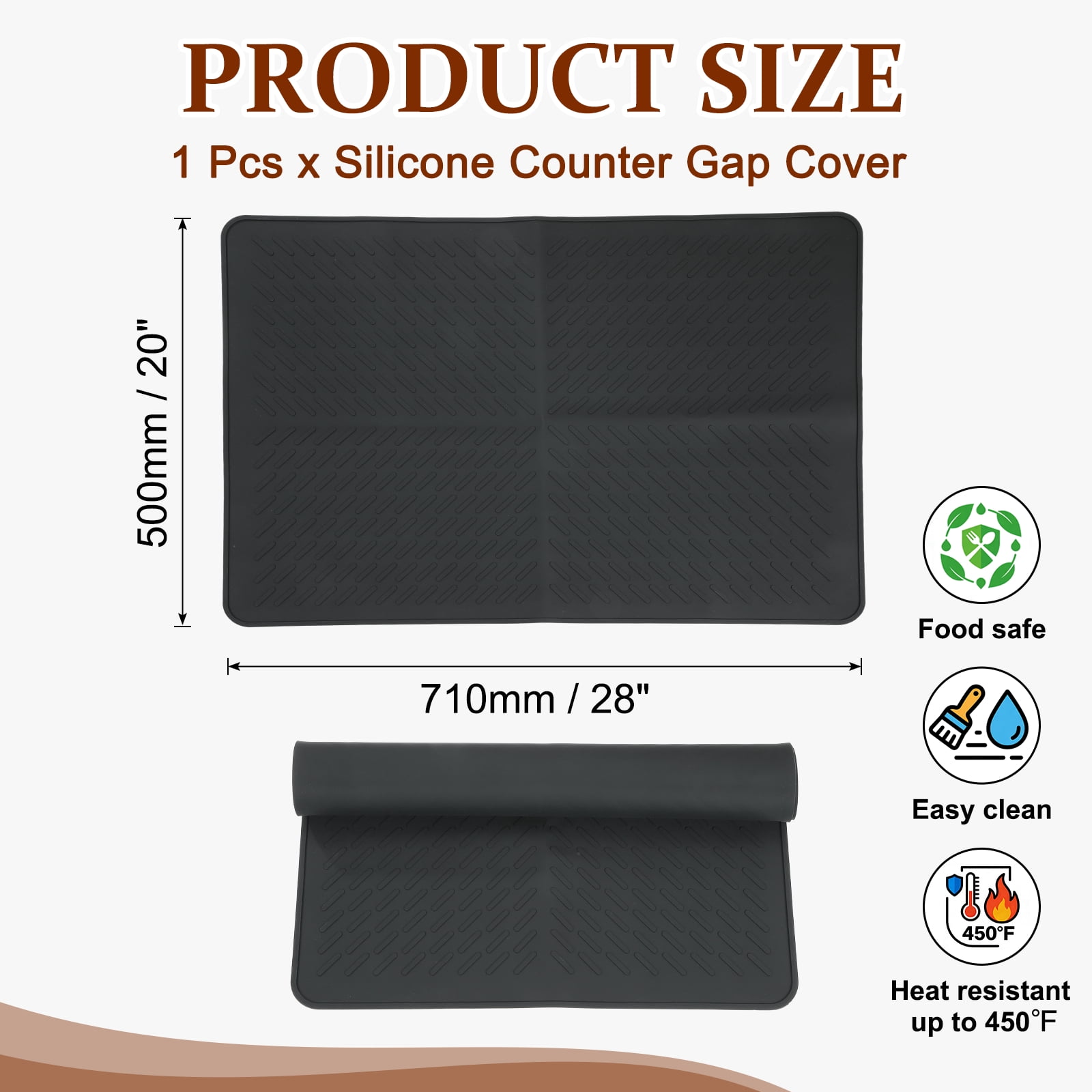 Uxcell Stove Top Covers for Electric Stove,28 x 20 Inch Silicone Cooktop Protector Waterproof Oven Cover Dish Drying Wave Pattern Mats for Kitchen Glass Top, Stovetop, Oven, Black