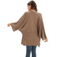 thumbnail image 5 of Grace Karin Women's Open Front Cardigan Oversized Waffle Knit Long Batwing Sleeve Sweaters with Pockets,Light Coffee, 5 of 7