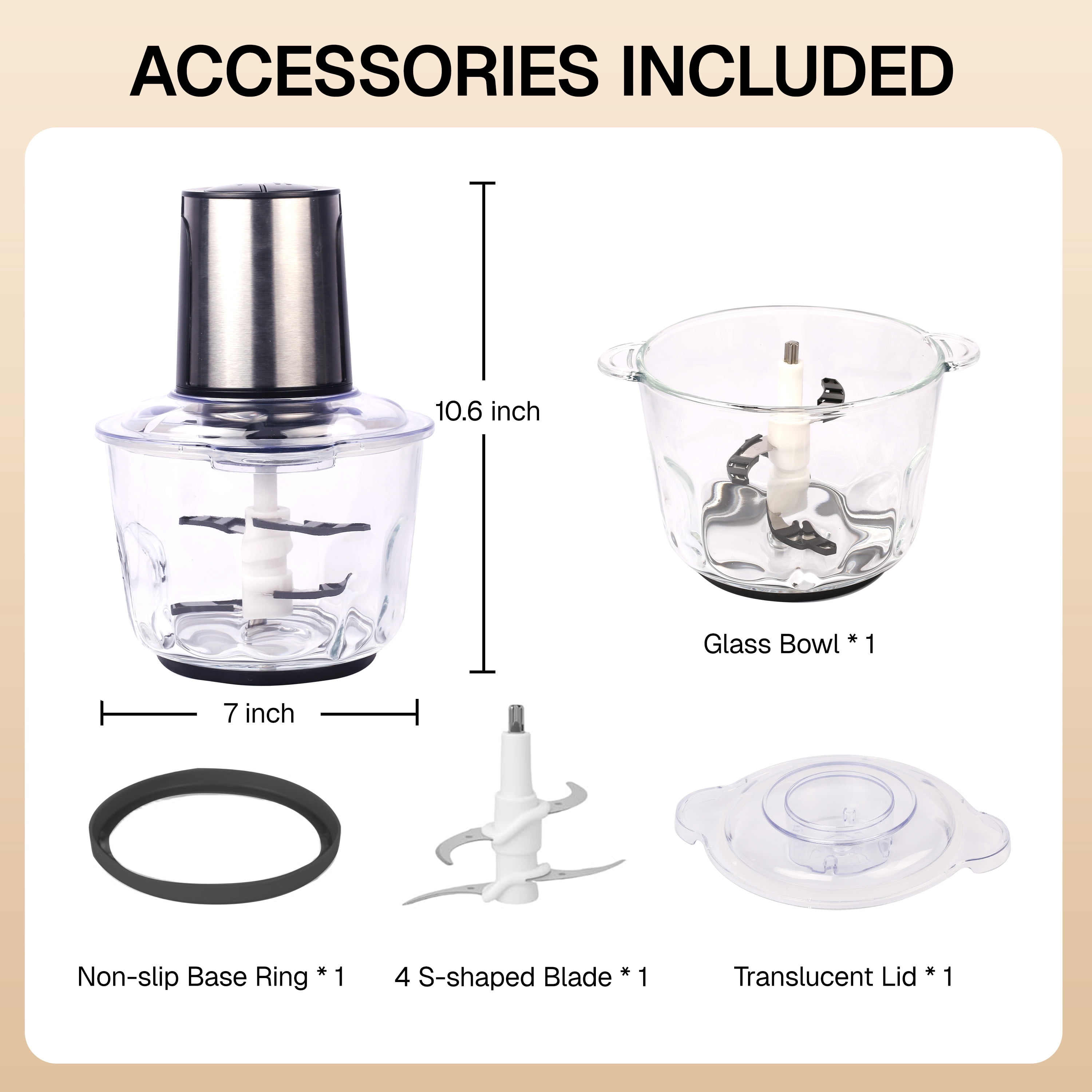 Behome Food Processors, 10 Cup Electric Food Chopper Meat Grinder & Vegetable Chopper with Powerful 400W Copper Motor Blades for Fruits/Meat/Nuts