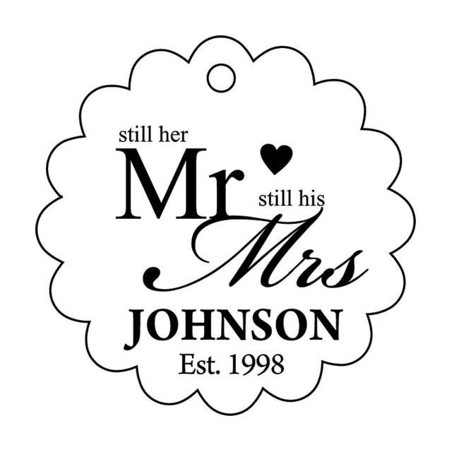100 PCS Still Hers Mr & Still His Mrs Custom Made Scallop Edge Hang Tags Personalized Wedding VowsRenewalFavorGift Tags