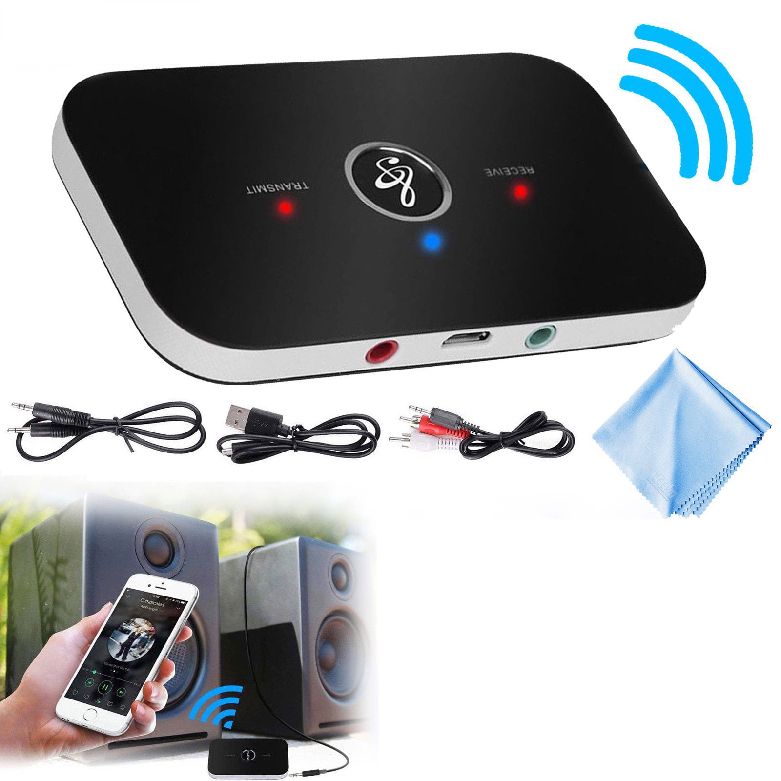 2 in 1 Bluetooth Wireless Transmitter Receiver 4.2 Adapter Audio Car Music TV B$ 