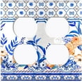 thumbnail image 3 of Metal Light Switch Plate Cover Peach Roses Blue Floral Tile Pattern TIL015, 3 of 13