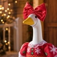 thumbnail image 4 of Christmas Porch Goose Outfit 23 inch Santa Dress with Bow Headpiece Red Holiday Goose Clothes for Front Porch Yard Display Christmas Gift, 4 of 6