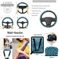 thumbnail image 4 of Yuyamidu Blue Leopard Print Car Seat Cover 15 Pack Front Back Seat Cover with Steering Wheel Cover Seatbelt Strap Pad Trash Can Car Vent Organizer Cup Holders Rearview Mirror Cover Keychain, 4 of 6